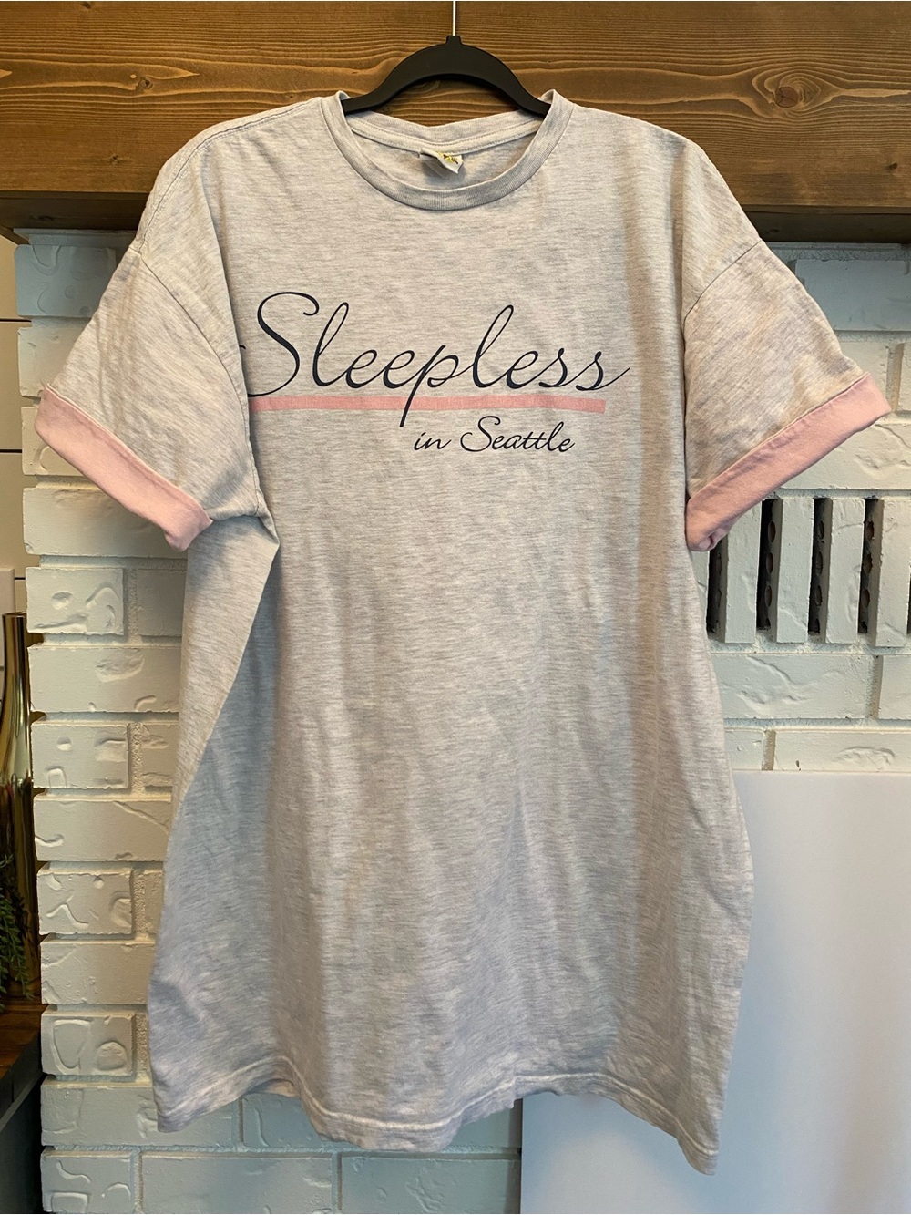 Vintage Toast & Jammies Sleepless in Seattle Nightshirt Sleep Tee Cotton Gray OS
